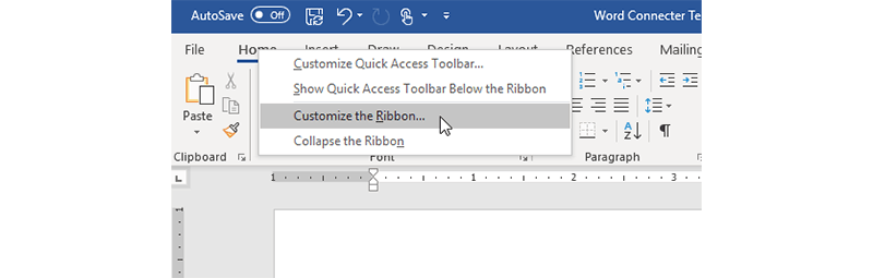 Customize word ribbon